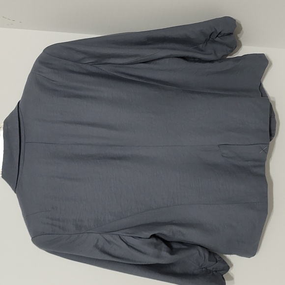 Lauren Conrad Blue Gray Cropped Blazer w/ Ruched 3/4 Sleeves sz 12 - Picture 6 of 9